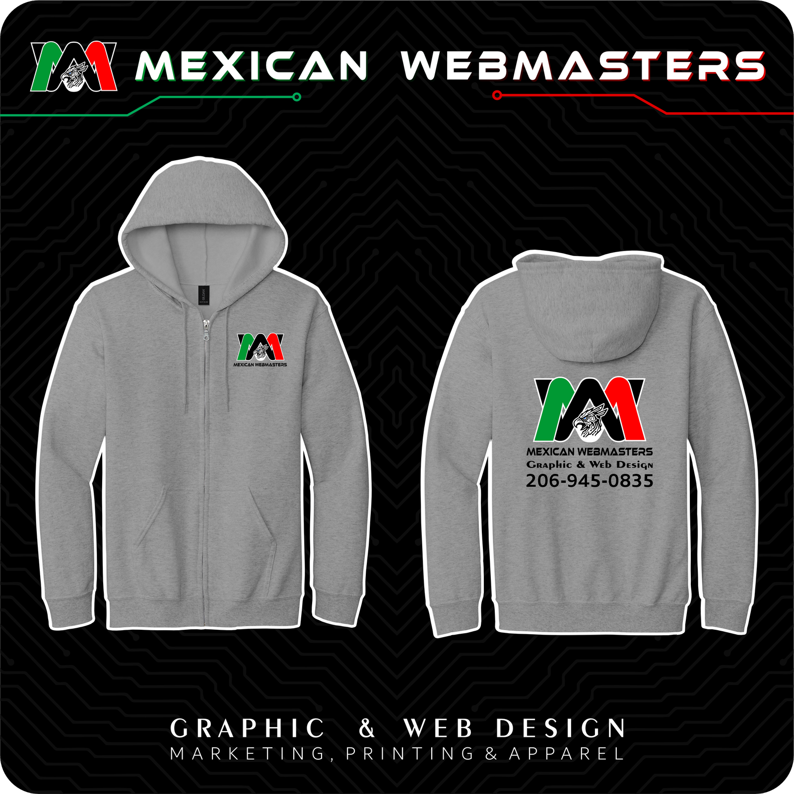 Full-Zip Hoodie Estampada